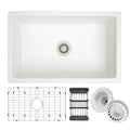 White quartz composite undermount single bowl kitchen sink