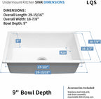 CS7648 quartz composite undermount kitchen sink overall and bowl interior dimensions