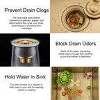 Gold kitchen sink drain with basket strainer and stopper benefits