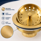 Brushed stainless steel gold kitchen sink drain strainer features