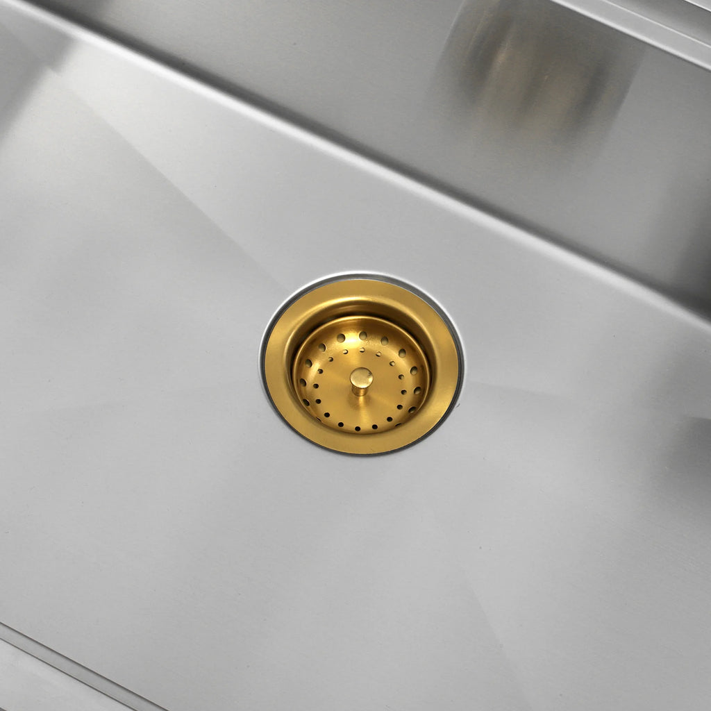 3-1/2 in. Gold Kitchen Sink Drain with Basket Strainer