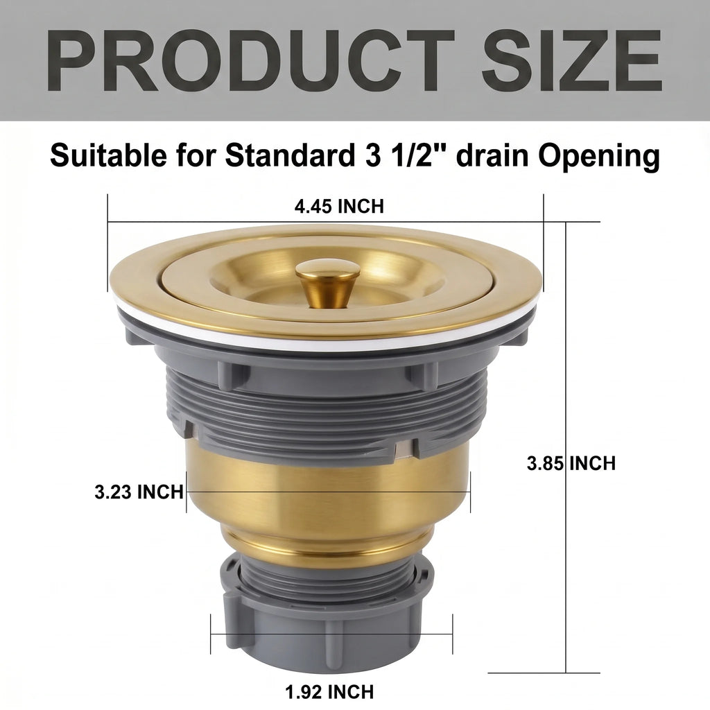 SS-61A gold kitchen sink drain dimensions and compatible opening size
