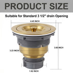 SS-61A gold kitchen sink drain dimensions and compatible opening size