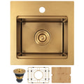 Gold topmount bar sink with included cutting board bottom grid and drain