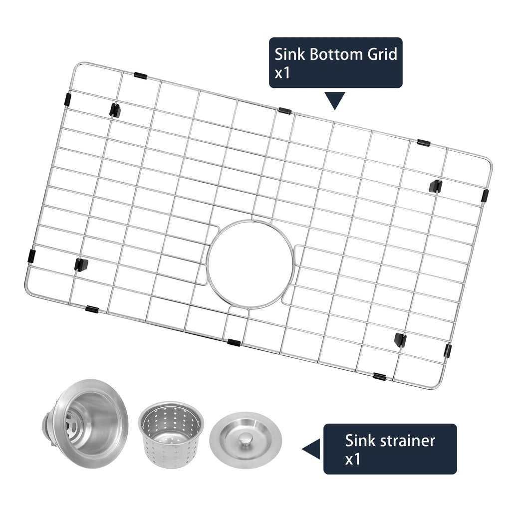 LQS TX2716S stainless steel sink bottom grid and sink strainer included