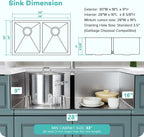 30 x 18 inch double bowl kitchen sink dimensions