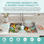 50 50 double bowl kitchen sink for washing rinsing and food prep