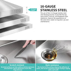 16 gauge T304 stainless steel kitchen sink material detail