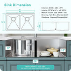 31 by 18 inch double bowl kitchen sink dimensions
