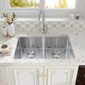 31 inch stainless steel dual-mount double bowl kitchen sink with bottom grids