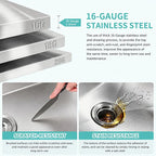 16 gauge T304 stainless steel double bowl kitchen sink material detail