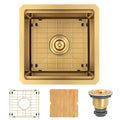 15 inch gold undermount bar sink with bottom grid and drain