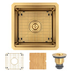 15 inch gold undermount bar sink with bottom grid and drain