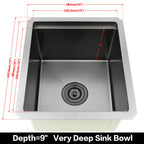 15 x 17 inch black undermount bar sink dimensions with 9 inch bowl depth