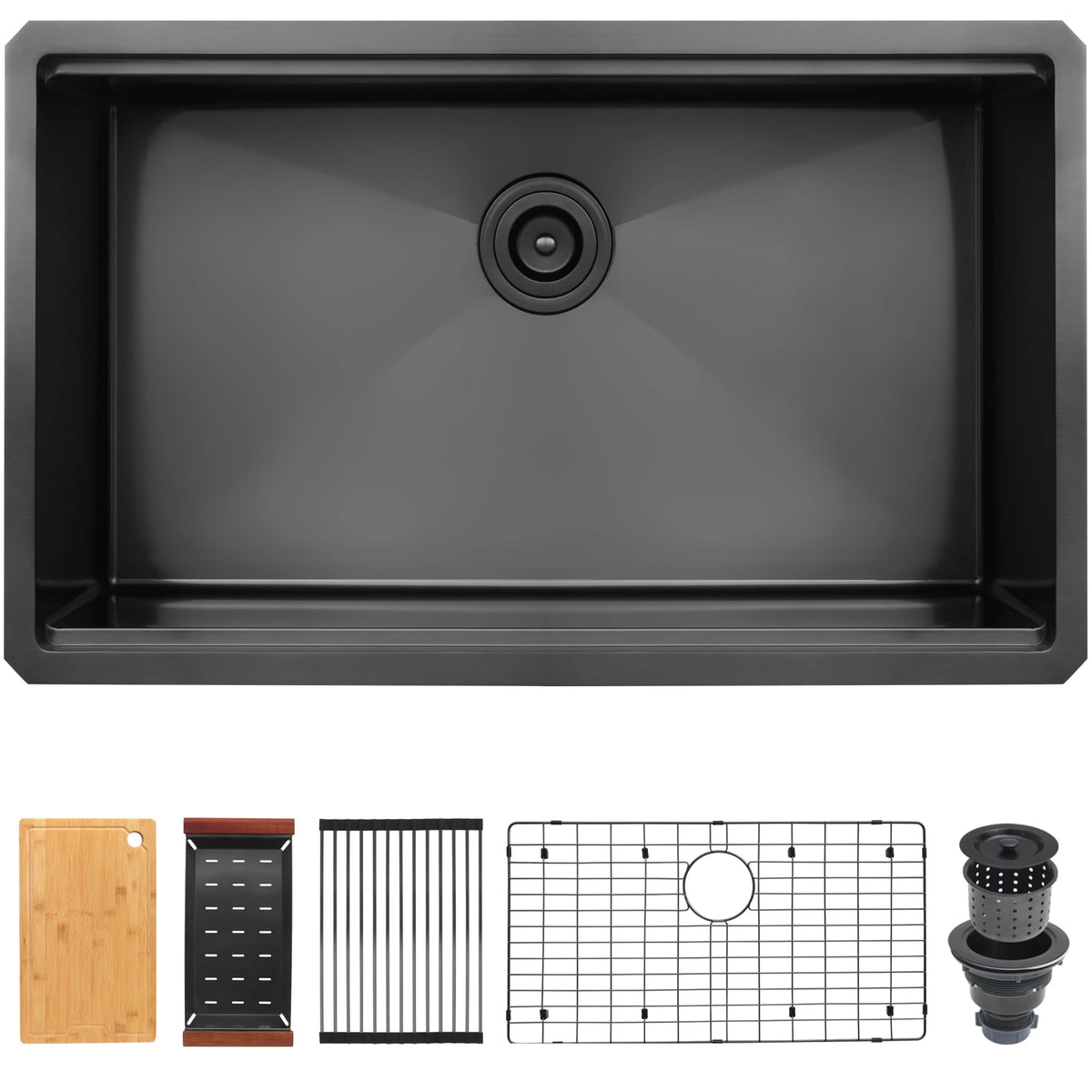 32 inch black undermount workstation double bowl kitchen sink