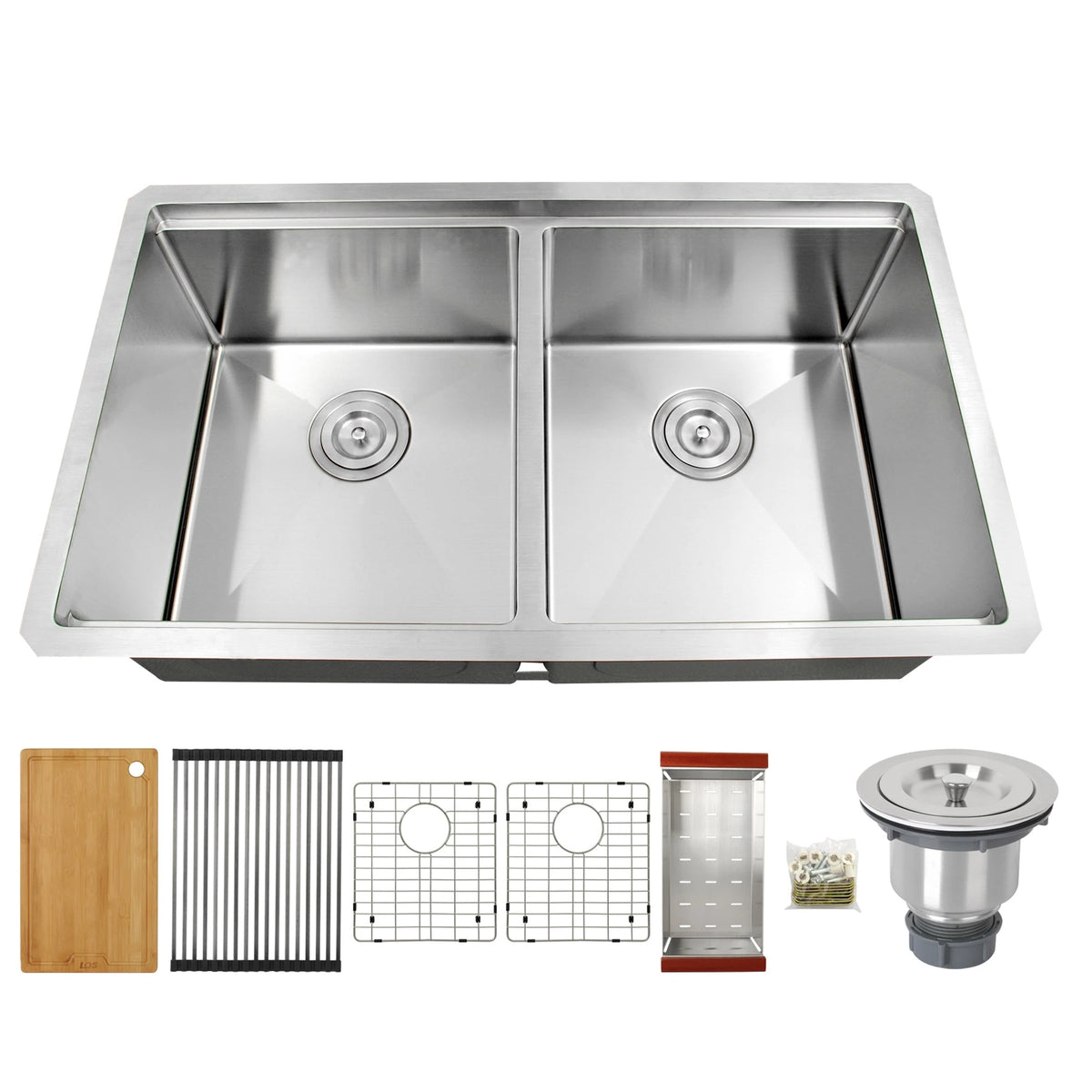 32 inch stainless steel undermount workstation double bowl kitchen sink with included accessories
