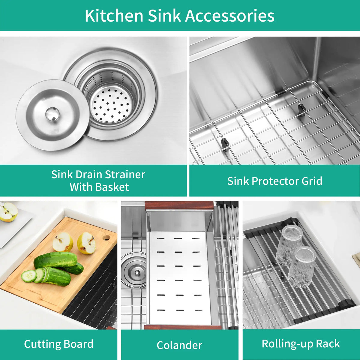 Included accessories for TXT321910S workstation kitchen sink