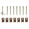 Eight top-mount sink clips with eight mounting screws on a white background