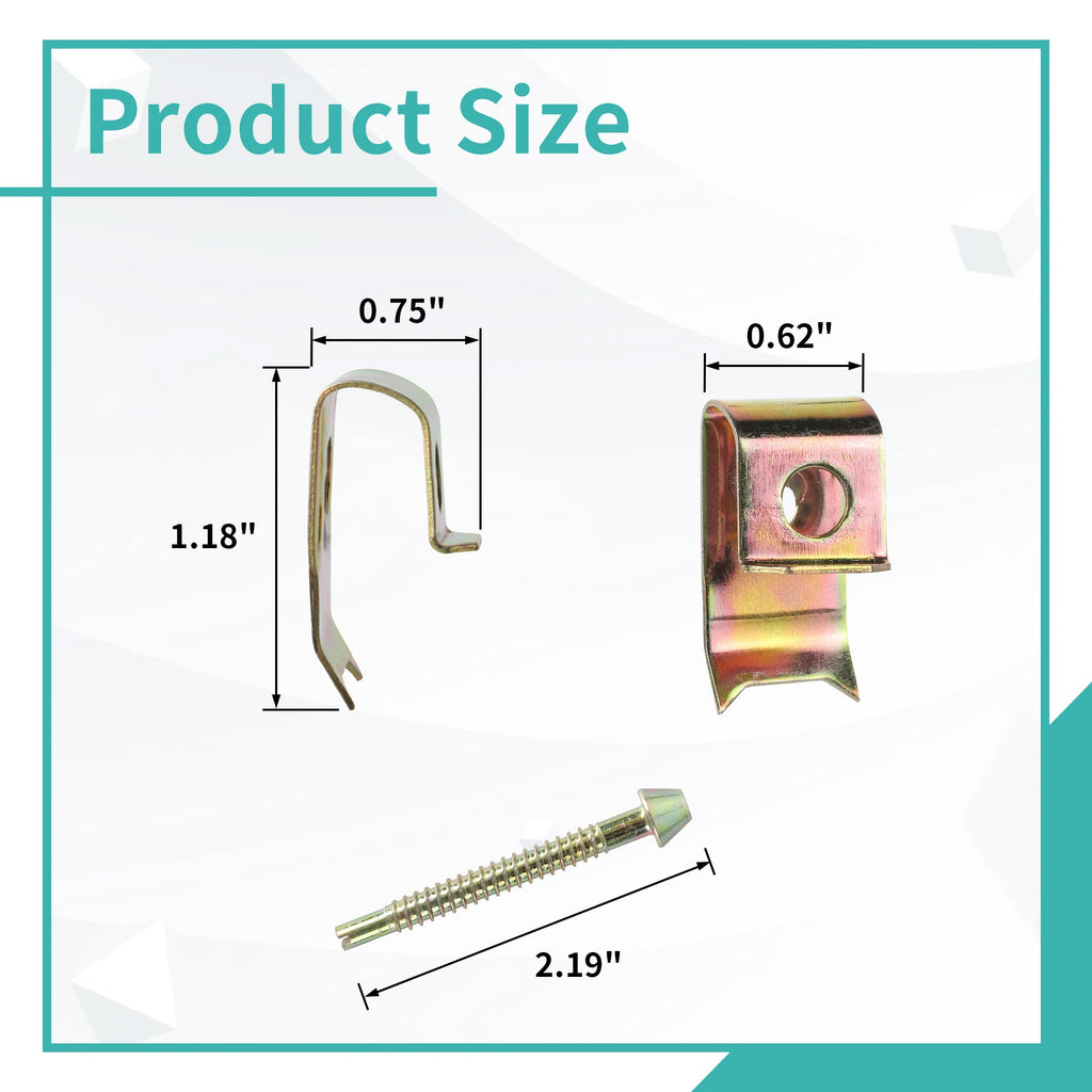Dimensions of the top-mount sink clip and mounting screw