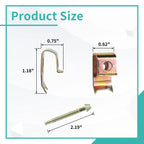 Dimensions of the top-mount sink clip and mounting screw