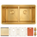 32 inch gold double bowl workstation kitchen sink
