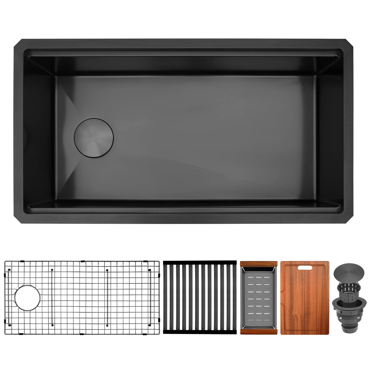 33 inch black undermount workstation single bowl kitchen sink