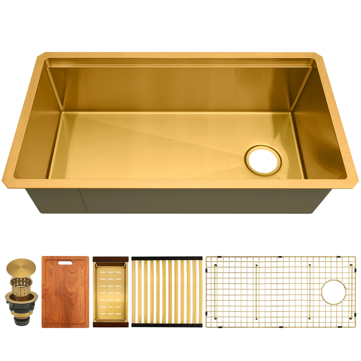 33 inch gold undermount workstation single bowl kitchen sink