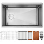 33 inch stainless steel undermount workstation single bowl kitchen sink with accessories