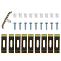 Undermount sink clip kit with ten mounting brackets, screws, and nylon expansion sleeves