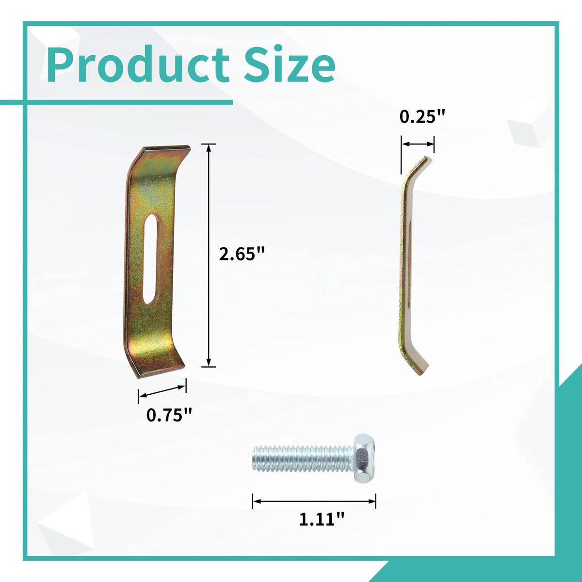 Dimensions of undermount sink mounting bracket and bolt